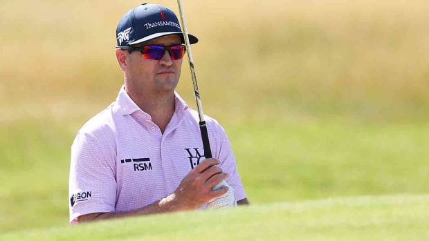 Zach Johnson is pictured in a practice round at the 2023 British Open.